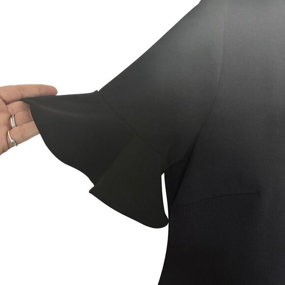 Calvin Klein Sheath Dress Flutter Sleeve Black Gold Exposed Zipper Women's Sz 4 - Picture 4 of 12